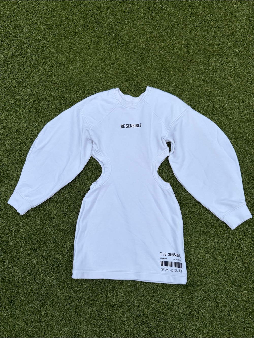 White 'Be Sensible' Cutout Sweatshirt Dress